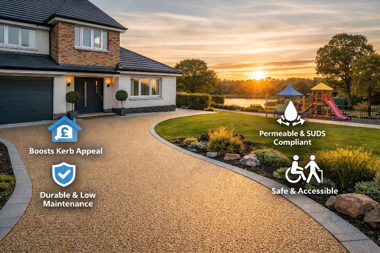 Resin bound driveway improving kerb appeal and property value in the UK